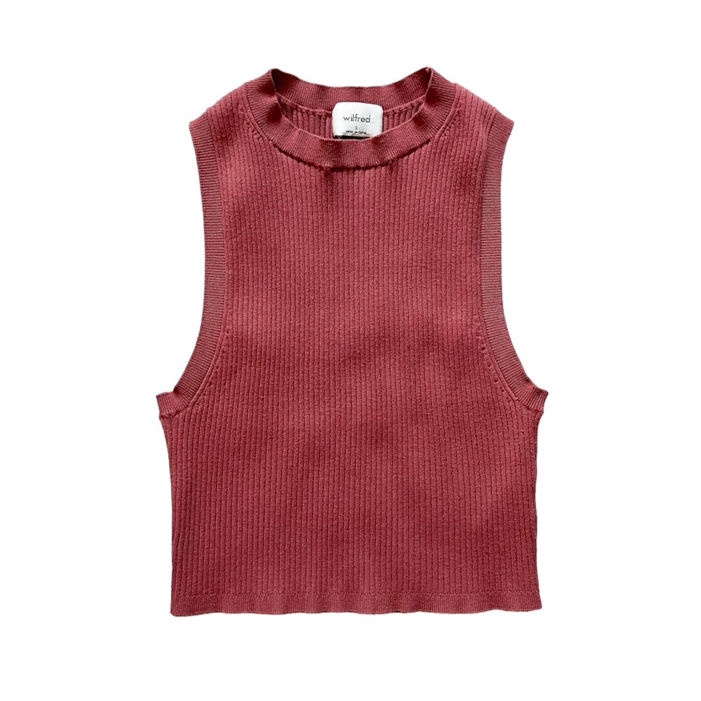 Aritzia Wilfred High Neck Ribbed Cropped‎ Tank Salmon Pink Size S